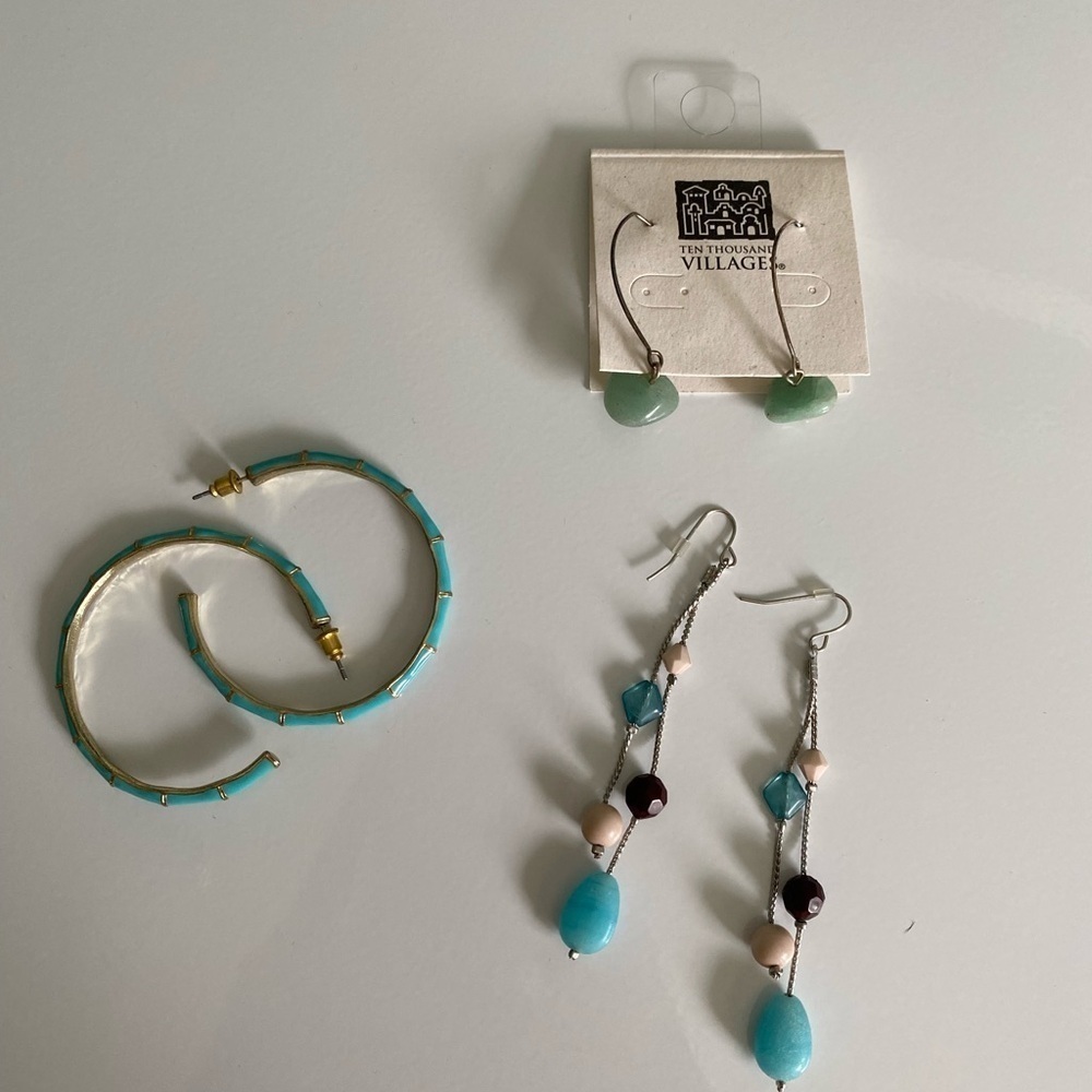 (3) Pairs of Turquoise Color Pierced Earrings